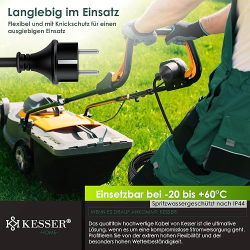 KESSER® Cavo di prolunga da 50 m con tappo protettivo per esterni, per interni ed esterni, prolunga cavo di alimentazione, 230 V, IP44, con spina Schuko, contatto di protezione, cavo da cantiere, - 8