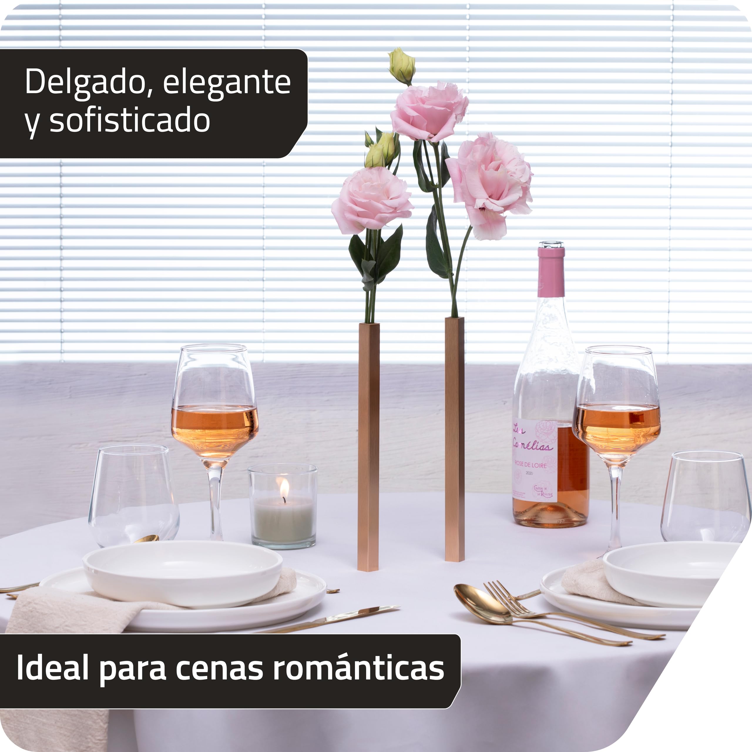 Peleg Design – Set de 5 Jarrones Magnéticos Dorados de Aluminio, Decoración Moderna para Hogar y Jardín, Ideal para Flores Reales o Artificiales (Dorado)