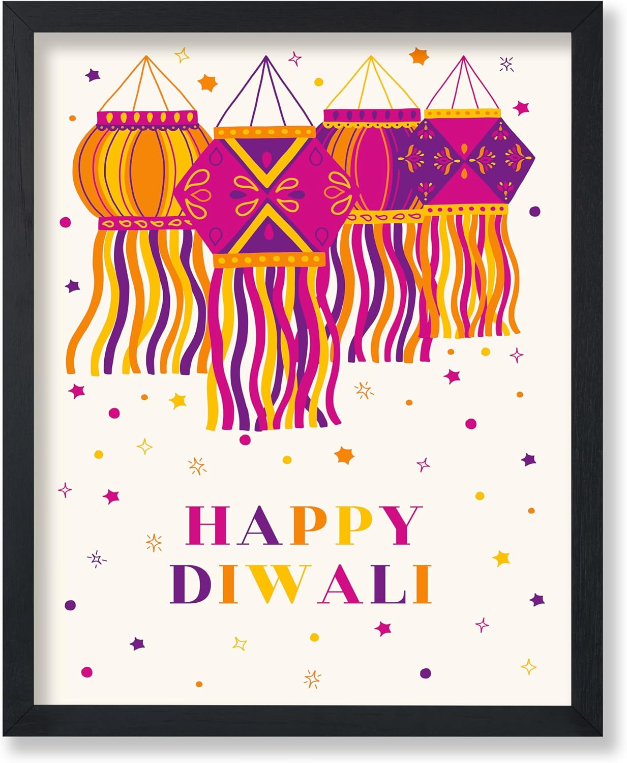 Poster Master Festival of Lights Print - Happy Diwali Poster - Indian & Hindu Art - Holiday Wall Design - Gift for Men & Women - Fun Decor for Office, Living Room or Bedroom - 8x10 UNFRAMED Wall Art