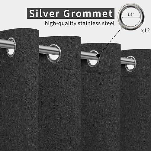 Miniatura 10 de Easy-Going Cortinas de lino para exteriores, impermeables, resistentes al viento, cortinas de privacidad suaves y gruesas para exteriores, para