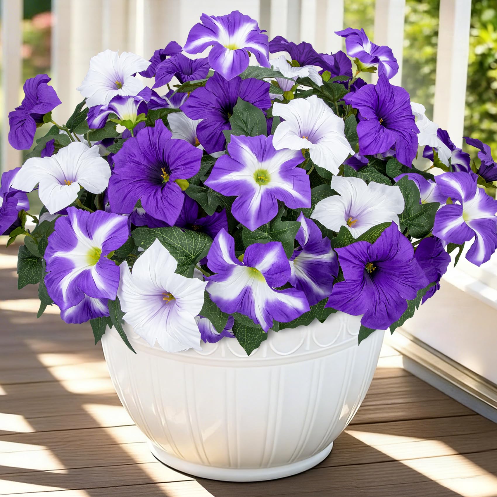 Bassion 4 Pcs Realistic Fake Flowers Petunias
