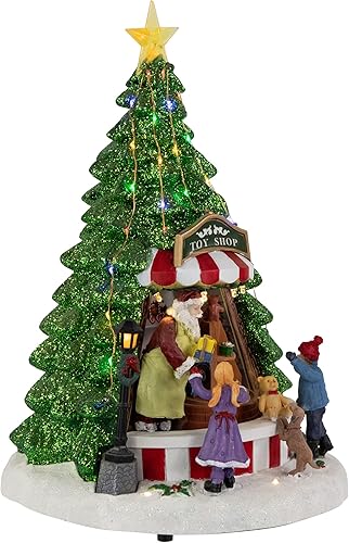 Miniatura 4 de Northlight 13" LED iluminado animado y musical Santa's Toy Shop Christmas Village Display