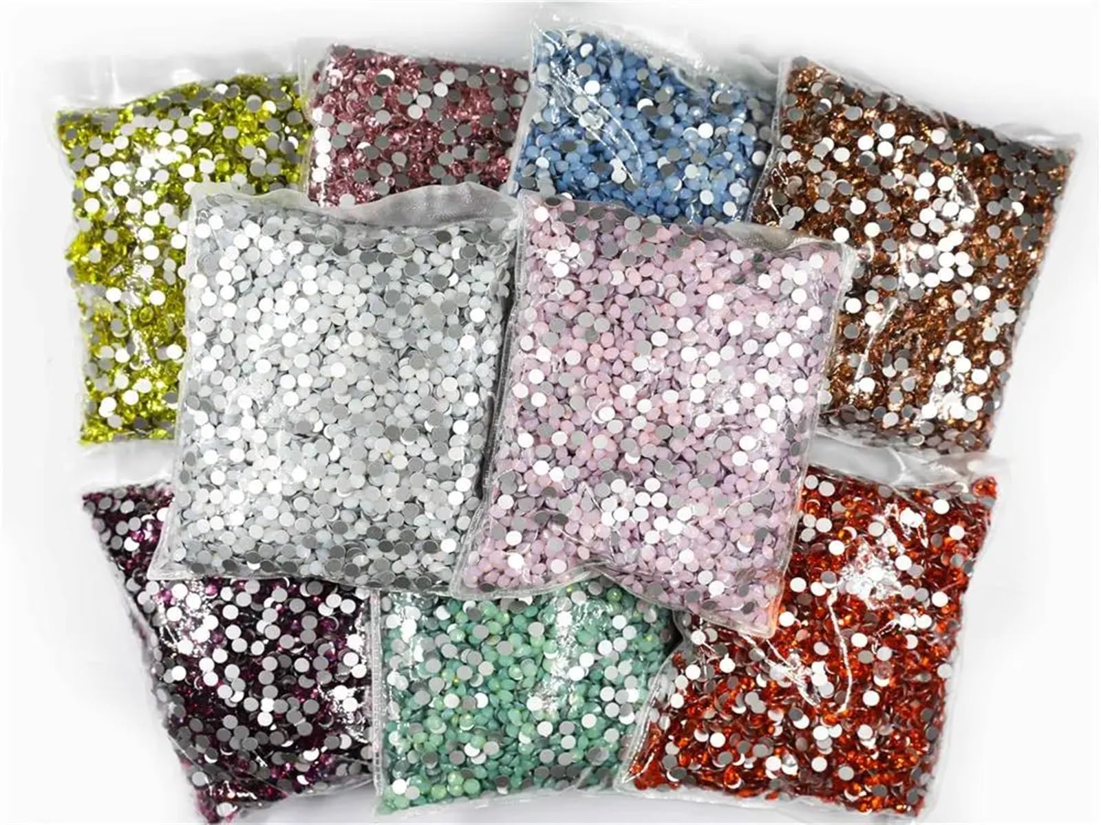Lot de 14 400 strass SS3-SS20 à dos plat en cristal AB non strass AB pour décoration d'ongles (jacinthe, Ss4 14 400 pièces)