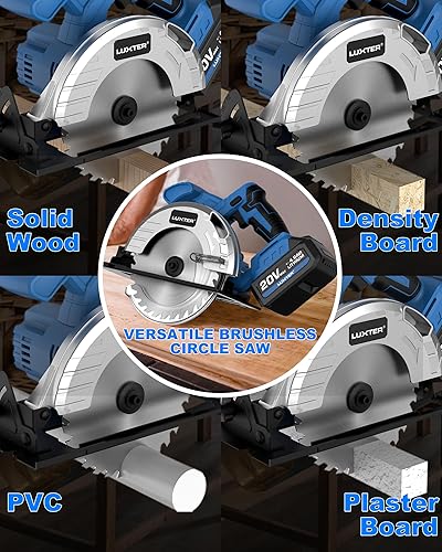 Miniatura 6 de LUXTER Sierra Circular Inalámbrica Sin Escobillas Hoja de 6.5 Pulgadas con Batería de 4.0Ah y Cargador Sierra Circular Eléctrica Ángulo y