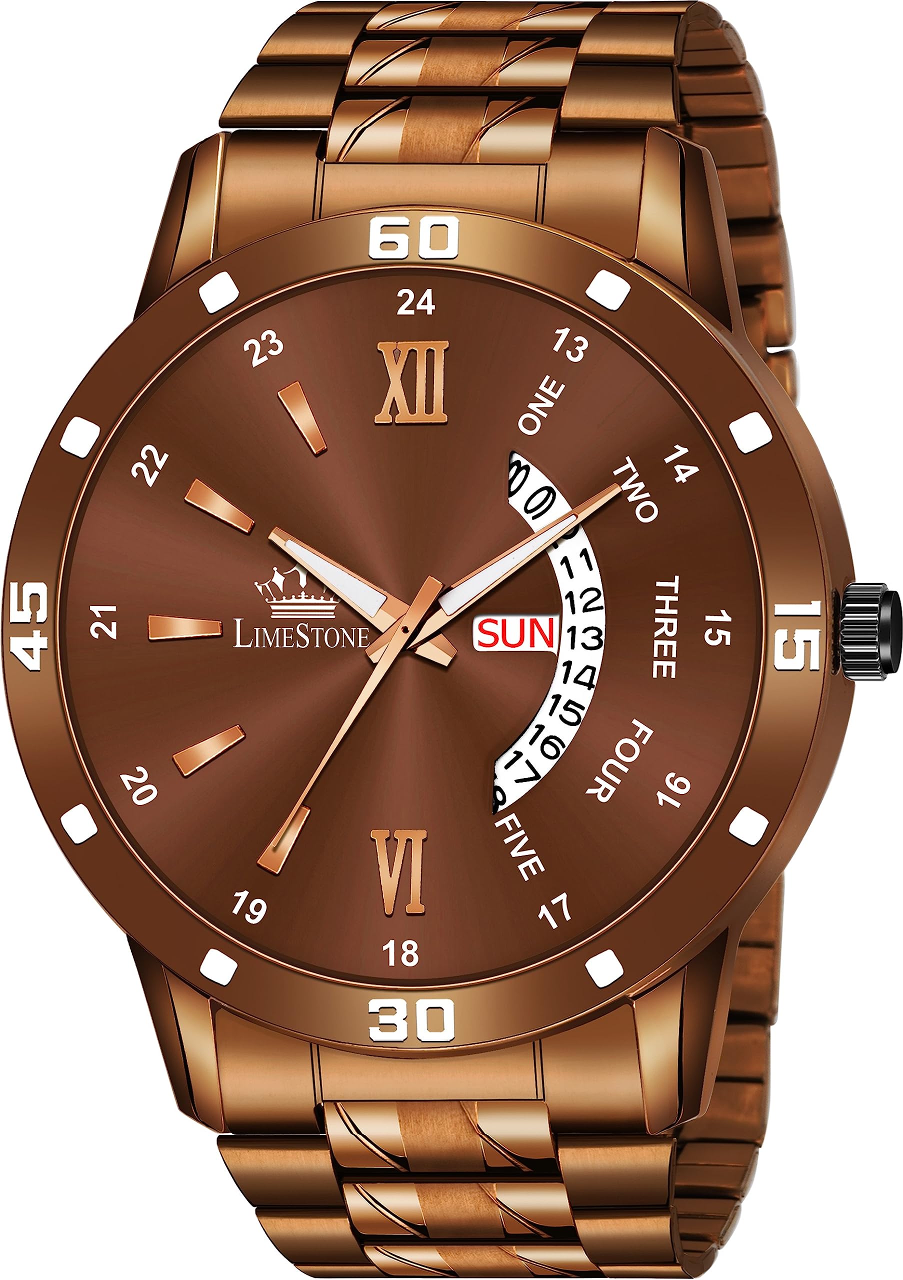 LIMESTONE Day & Date Functioning Original Copper Plated Brown Color Chain HMTS Quartz Analog Watch - for Men (B0CCJ5NH96) Amazon Price History, Amazon Price Tracker