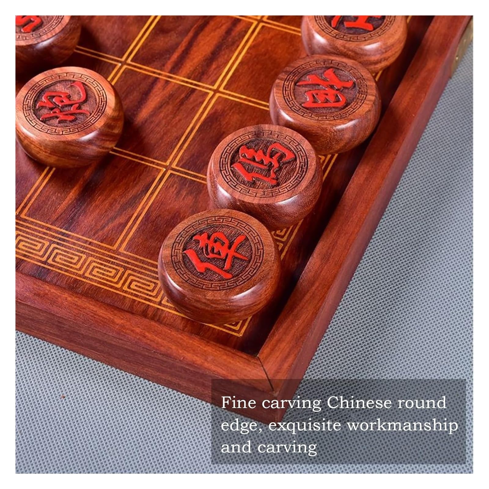 Zestaw do gry w chińskie szachy dla 2 graczy | Składana gra planszowa Xiangqi z drzewa sandałowego do rodzinnej zabawy i strategii (4.8cm/1.9in)
