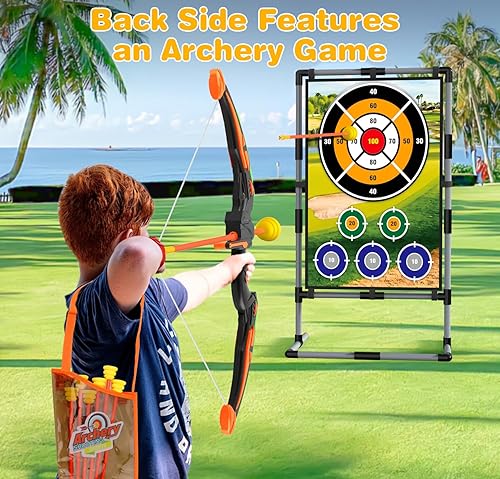 Miniatura 4 de Juego de astillado de golf  Alfombrilla de doble cara con soporte, divertido juego de práctica para niños y adultos, uso en interiores y exteriores