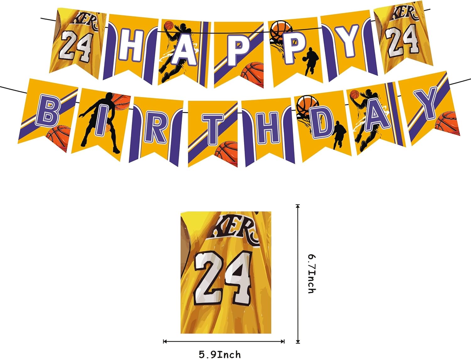 24 Basketball Birthday Party Supplies,Party Decorations Set Include Banner,Balloons,Cake Cupcake Toppers,for Boys Girls Theme Basketball Party.