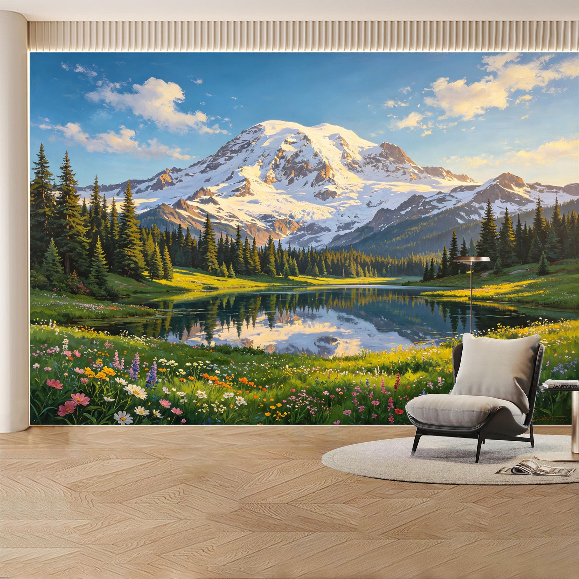 Kayorowalls Bh20260620076 Custom Wall Mural Wallpaper Mountain Landscape Nature 3D Effect Large Wall Art Mural Design Nordic Misty Sunset Removable Selfadhesive Large Photo For Living Room， Bedroom， Office
