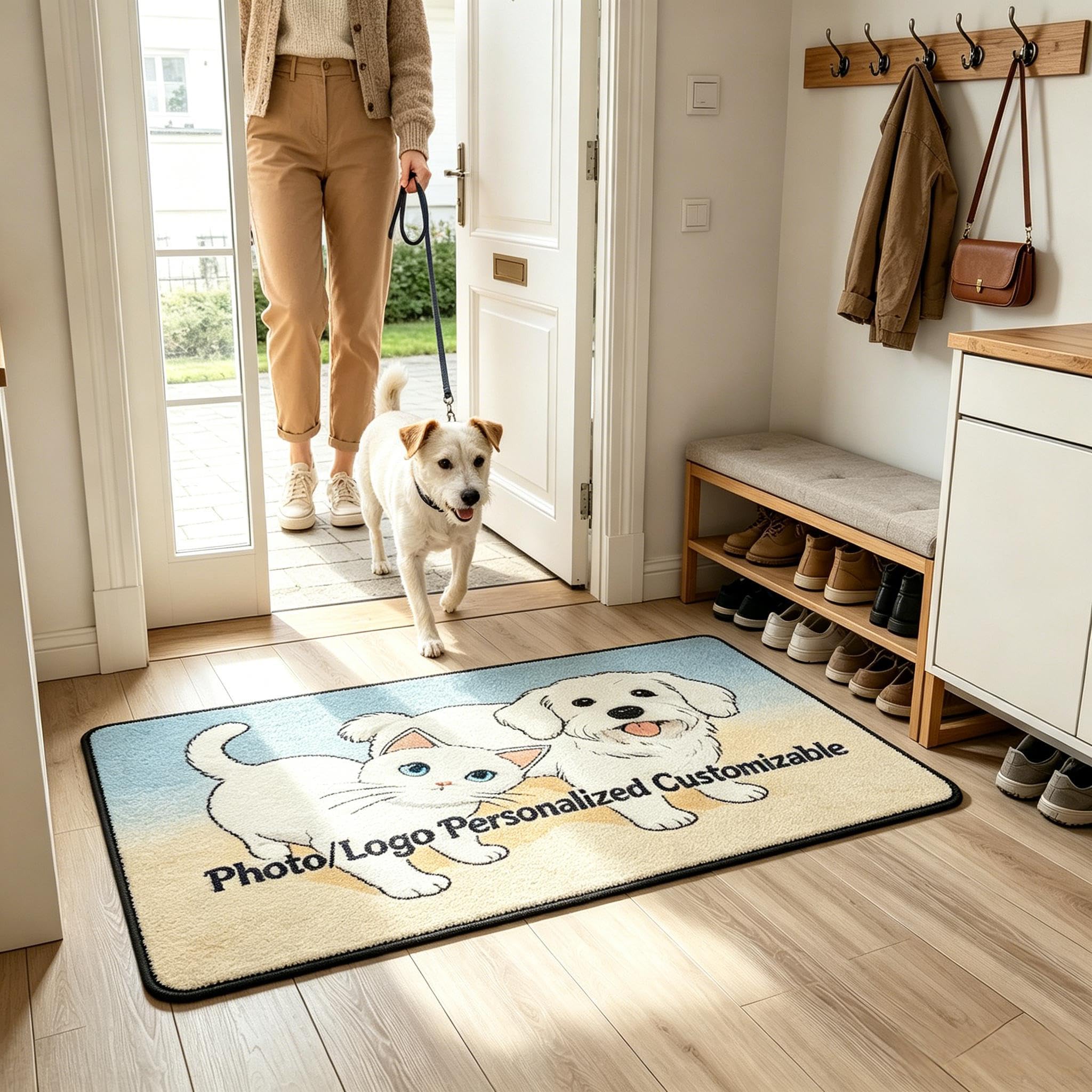 Calore Personalised Door Mat Custom Photo Text Doormat for Family Dog Cat Welcome Mat Outdoor Non Slip Washable Indoor Entrance New Home Gift 60x120cm — image 1
