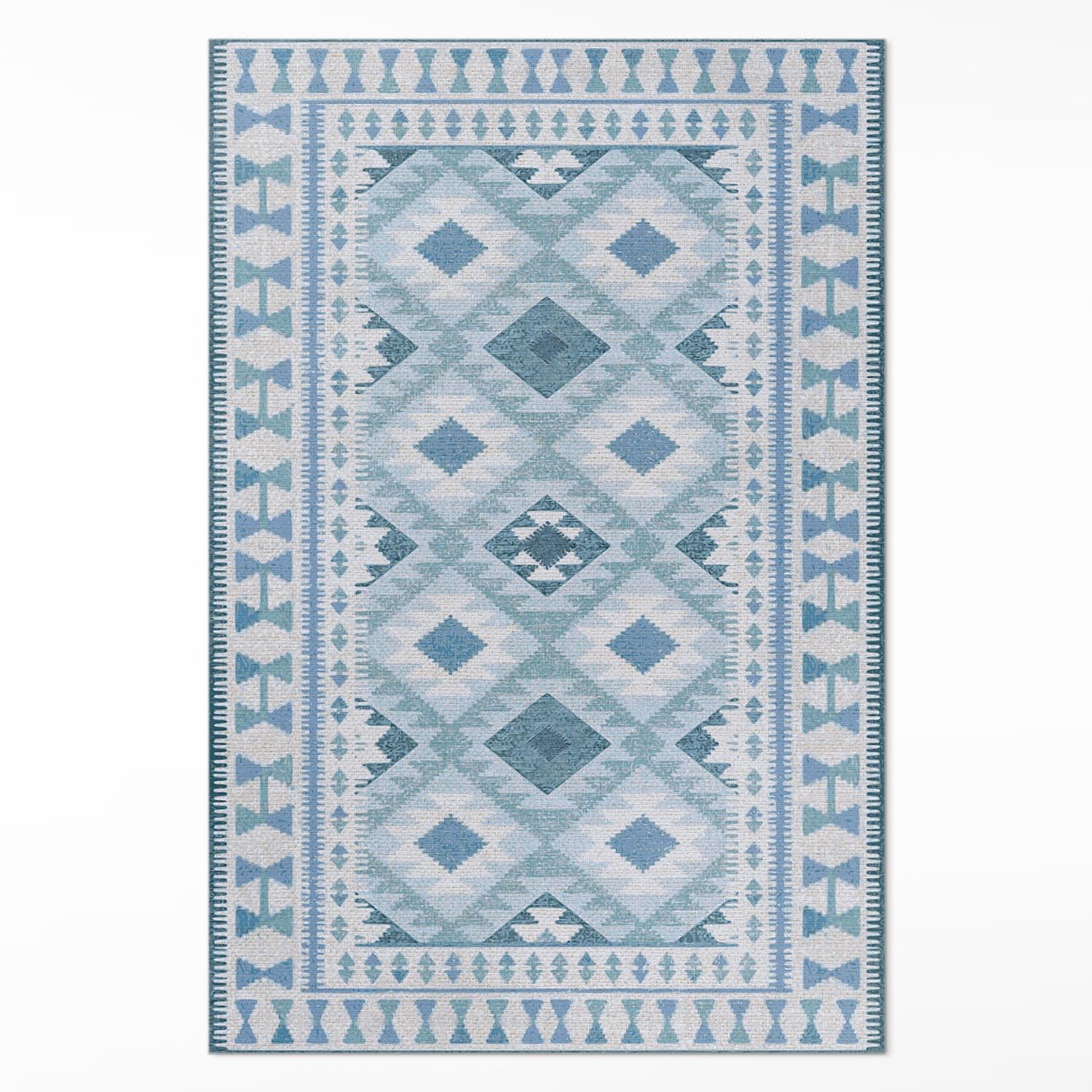 Tapis en vinyle de cuisine rectangulaire déco losanges bleus 80x120