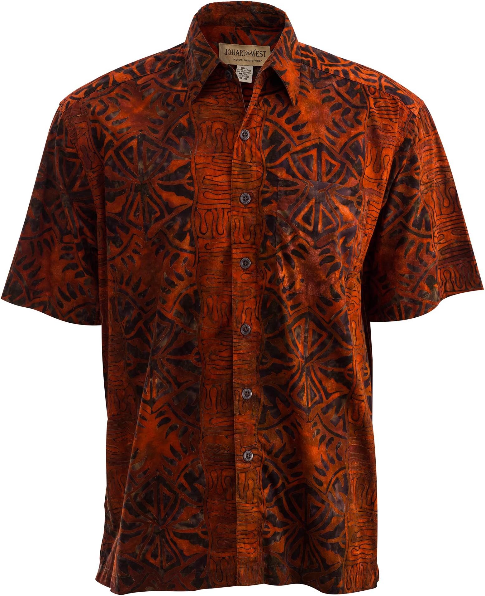 Hawaiian Shirt for Men Casual Button Down Short Sleeve Cotton Summer Batik Aloha Shirt