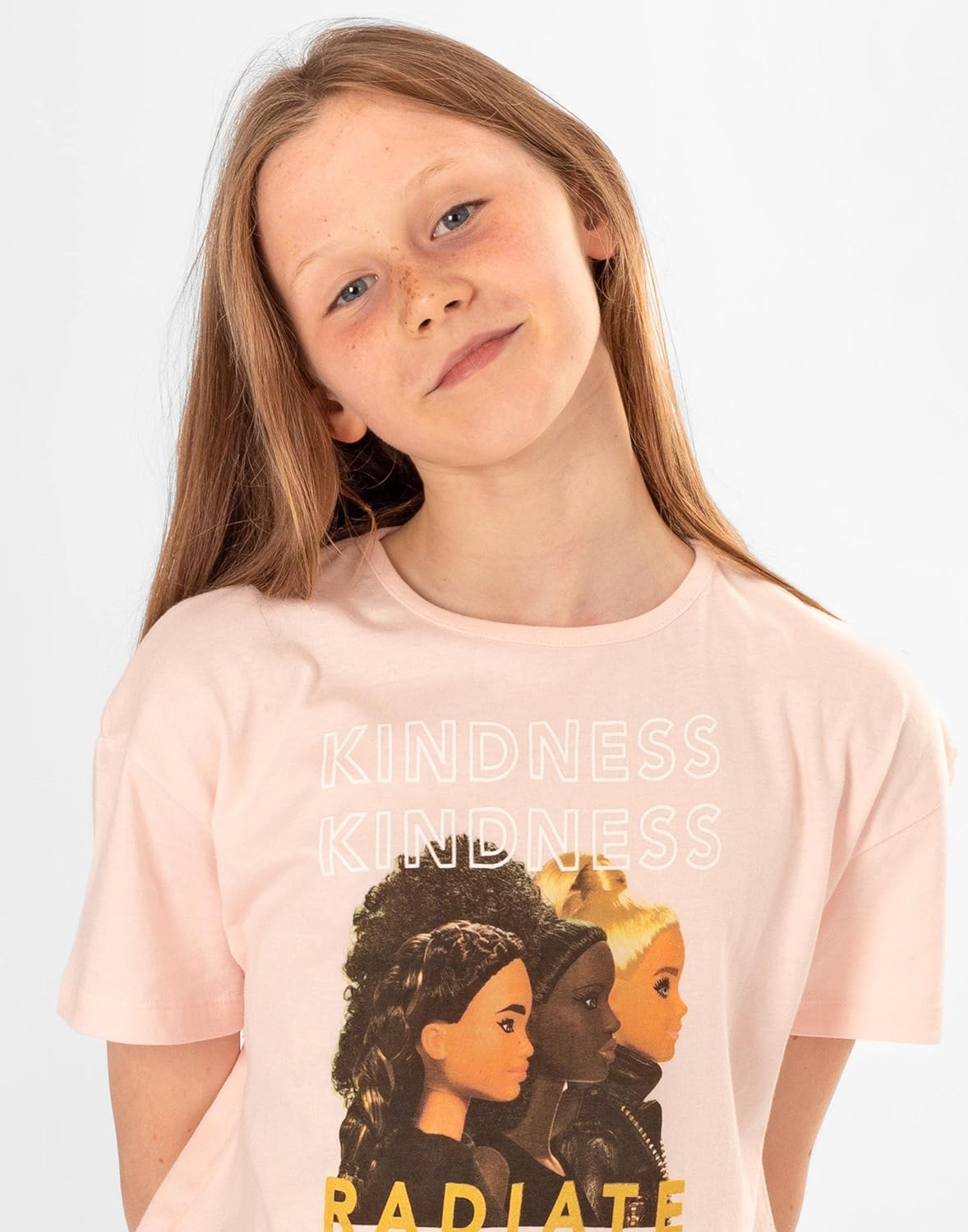 Barbie T-Shirt Girls 2 Pack Kids Inspiring Doll Logo Pink White Top 9-10 Years