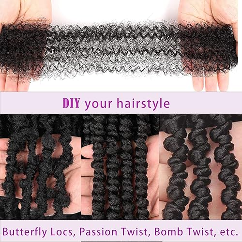 Miniatura 4 de Cabello trenzado Marley Twist de 24 pulgadas, 8 paquetes de cabello afro trenzado elástico preseparado para rizos suaves de mariposa, extensiones de