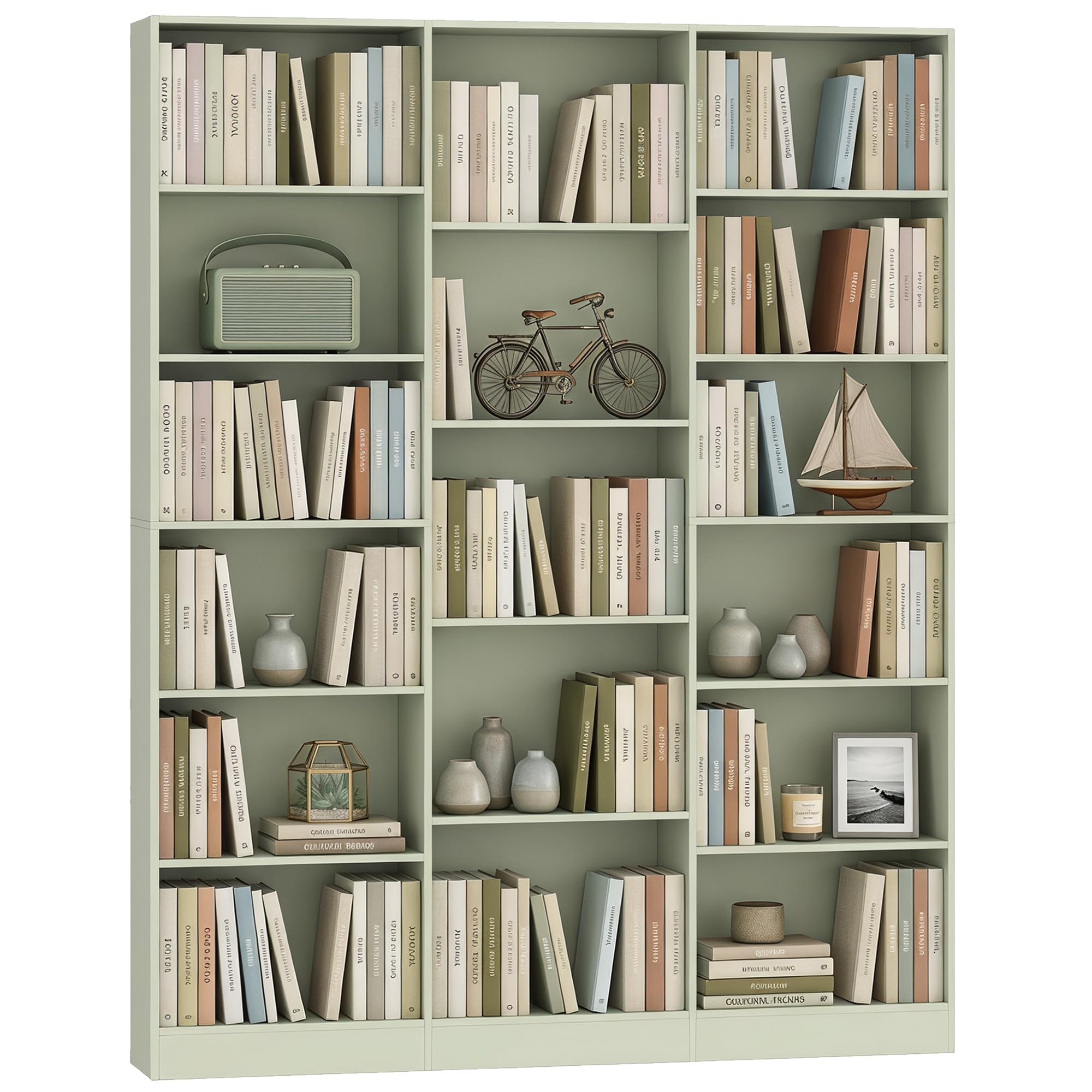 HOMCOM Bookcase with 17 Compartments 6-Tier 149 x 23.6 x 188 cm Light Green