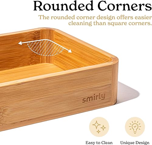 Vista 4 de SMIRLY Juego de organizador de cajones de cocina de bambú de 8 piezas para utensilios grandes y pequeños, caja de almacenamiento multiuso, baño