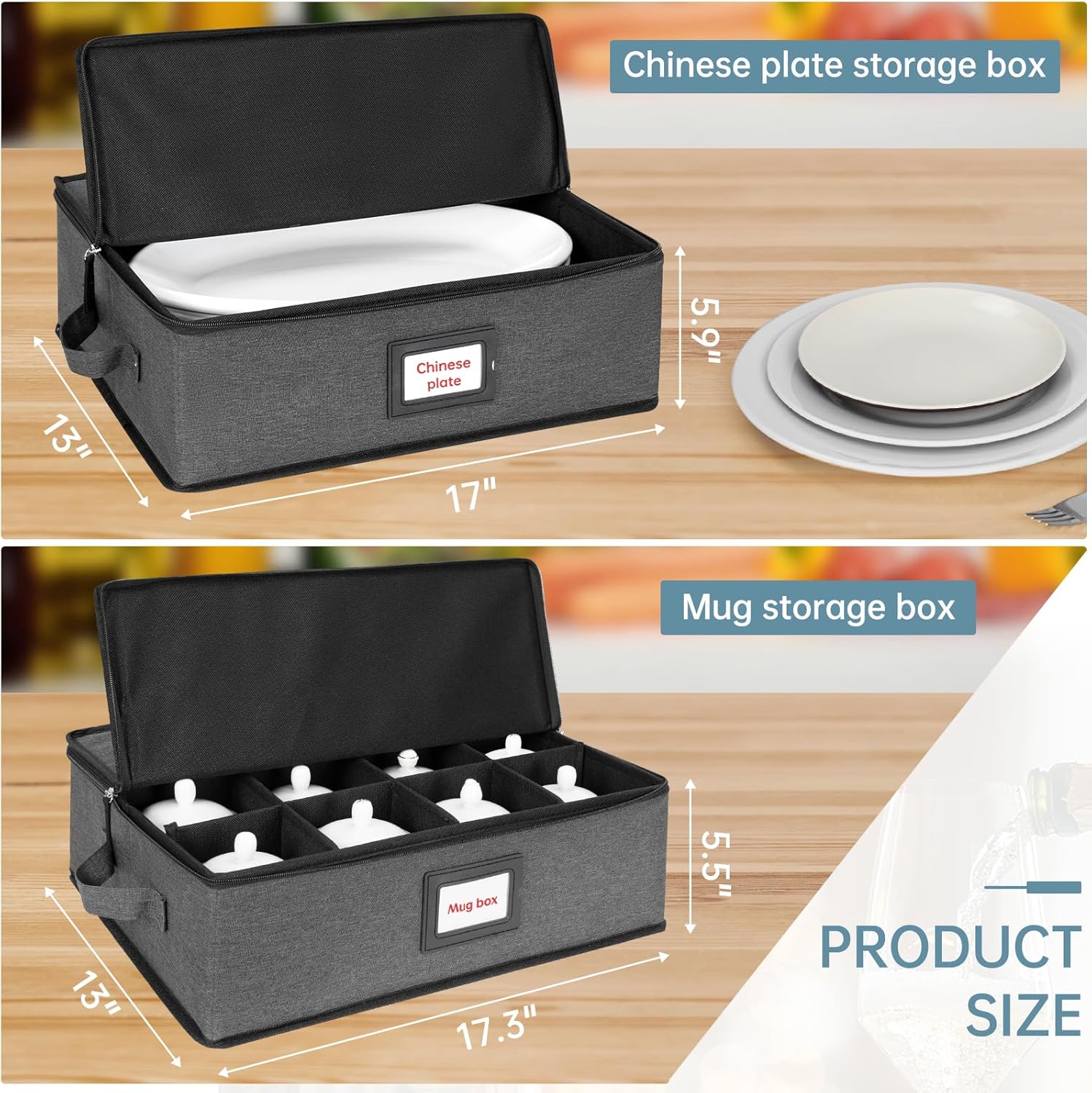 ANILD China Storage Containers 6-Piece Set, Hard Shell Box Moving Platters, Wine and Glasses, Dishes, Plates, Mugs, Saucers, Ideal for Kitchen Organization