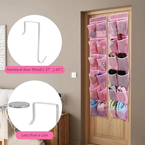 Miniatura 5 de Organizador de zapatos colgante sobre la puerta, 12 bolsillos grandes, paquete de 2