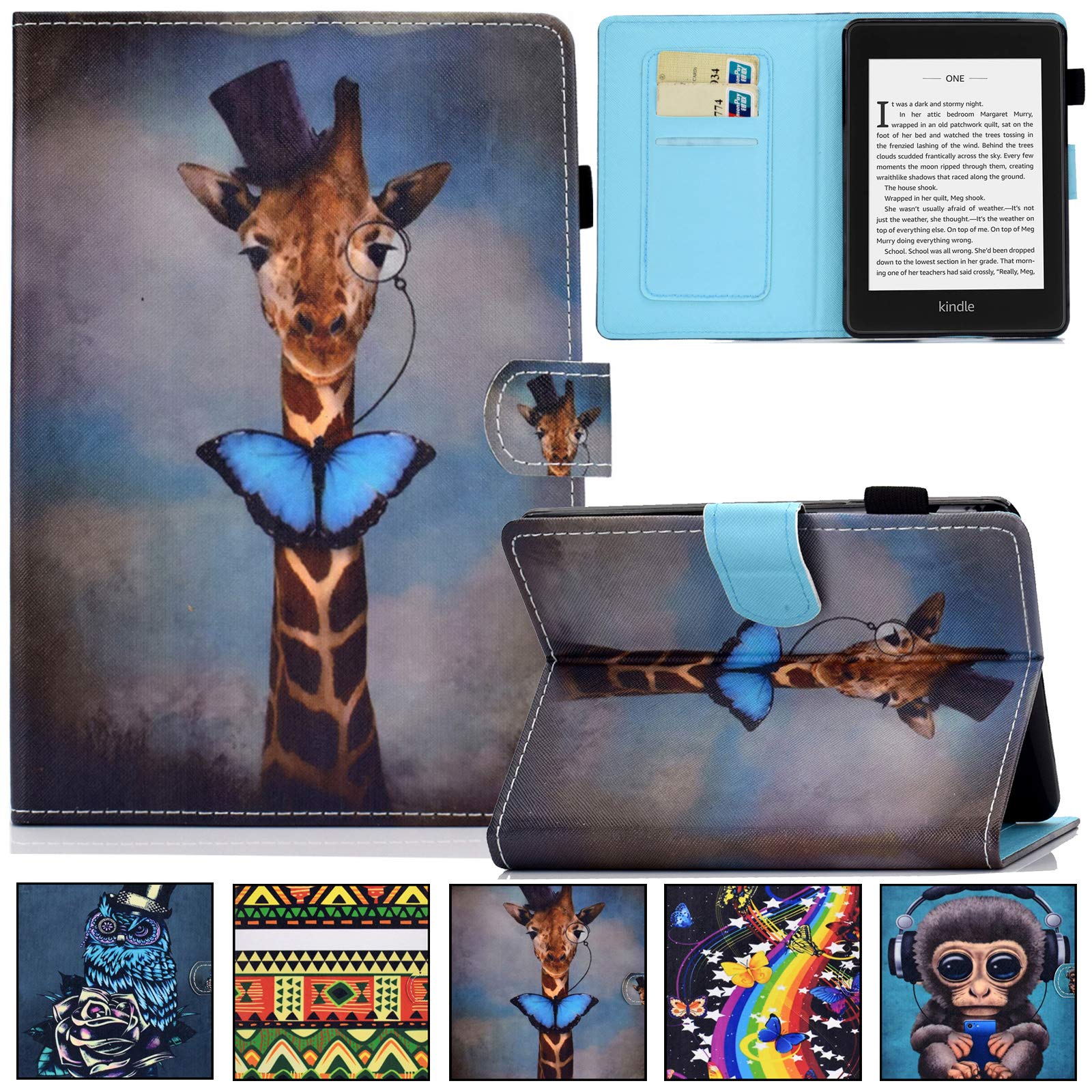 Artyond Case for Kindle Paperwhite, Slim Lightweight PU Leather Card Slots with Auto Sleep/Wake Case for Amazon Kindle Paperwhite 123 (Fits All 2012, 2013, 2015 and 2016 Versions), Giraffe