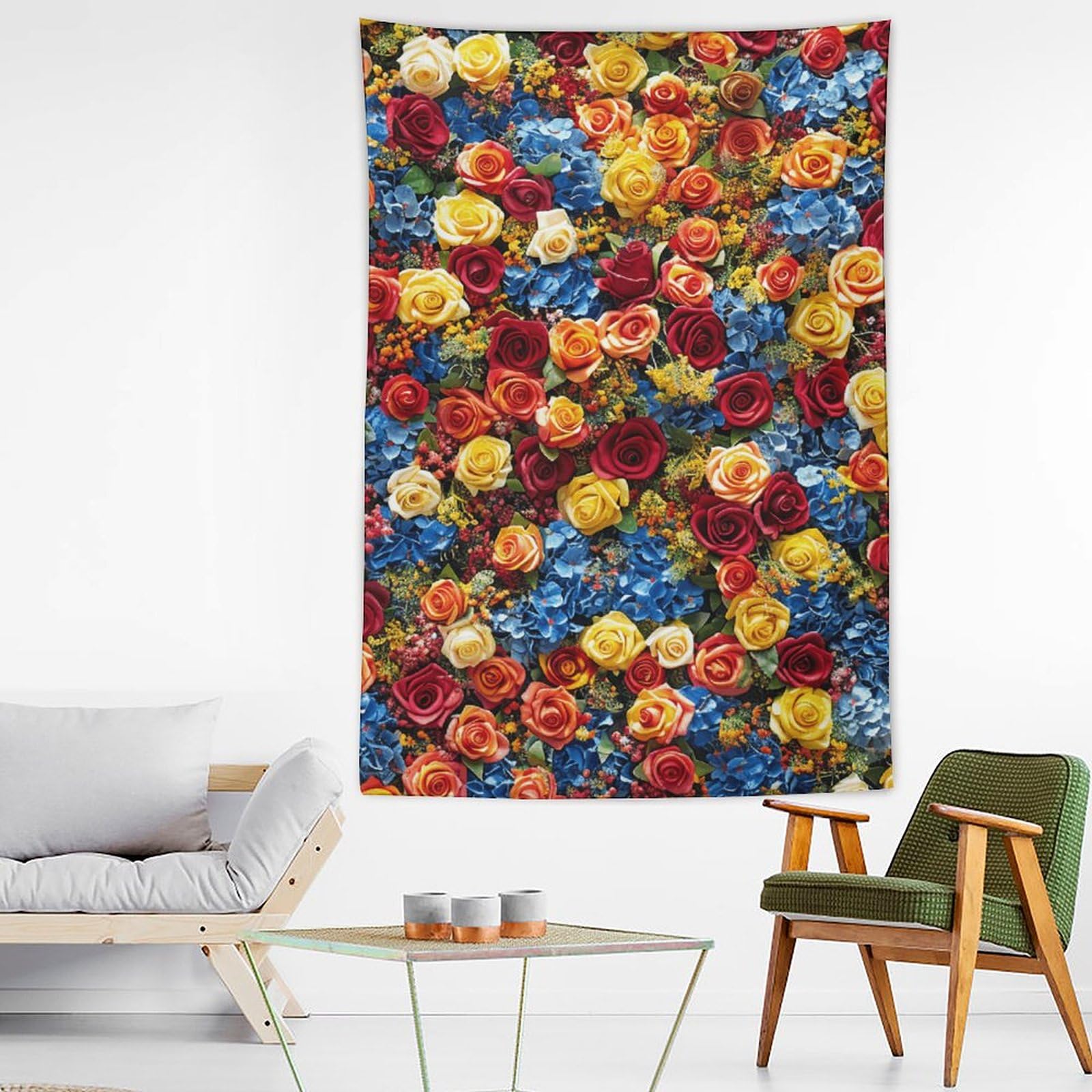 Tapisserie murale fleurs cache mur vide décoration esthétique salon - 8
