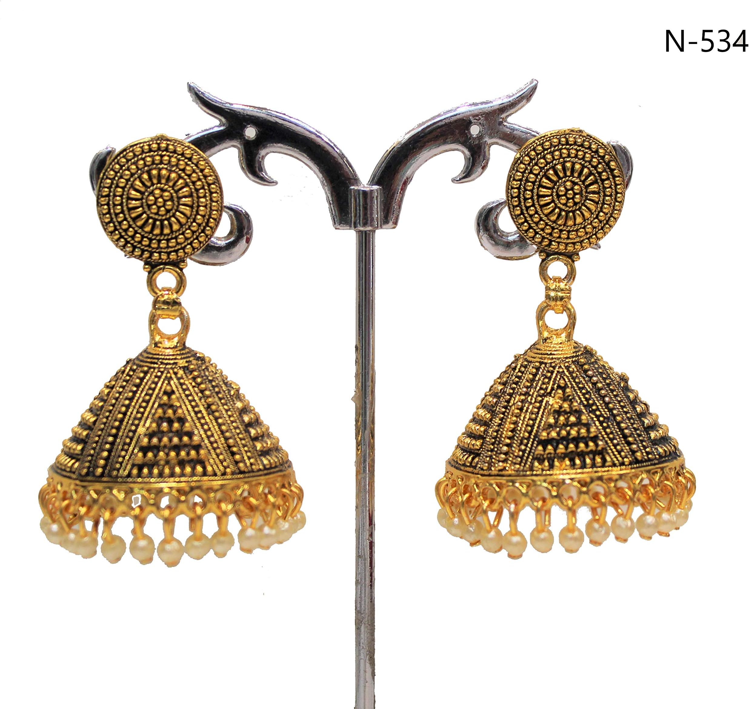 Earrings women Designer Jhumki gold plated Oxidized Bollywood Pakistani Indian traditional Jhumka style Fancy Party Wear earrings