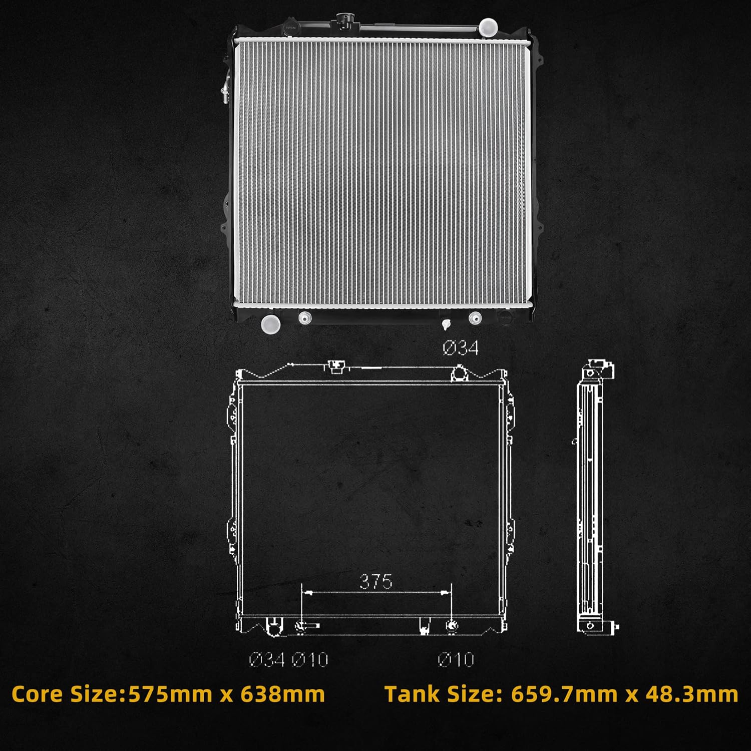 DWVO Radiator Complete Radiator Compatible with 1996 1997 1998 1999 2000 2001 2002 4Runner V6 3.4L 1996-2000 4 Runner L4 2.7L