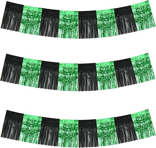 Miniatura 37 de BEISHIDA 3 Paquetes de Guirnalda de Flecos de Lámina Metálica Arcoíris Oscuro para Colgar en la Pared, Banderas de Oropiel para Halloween, Flotas