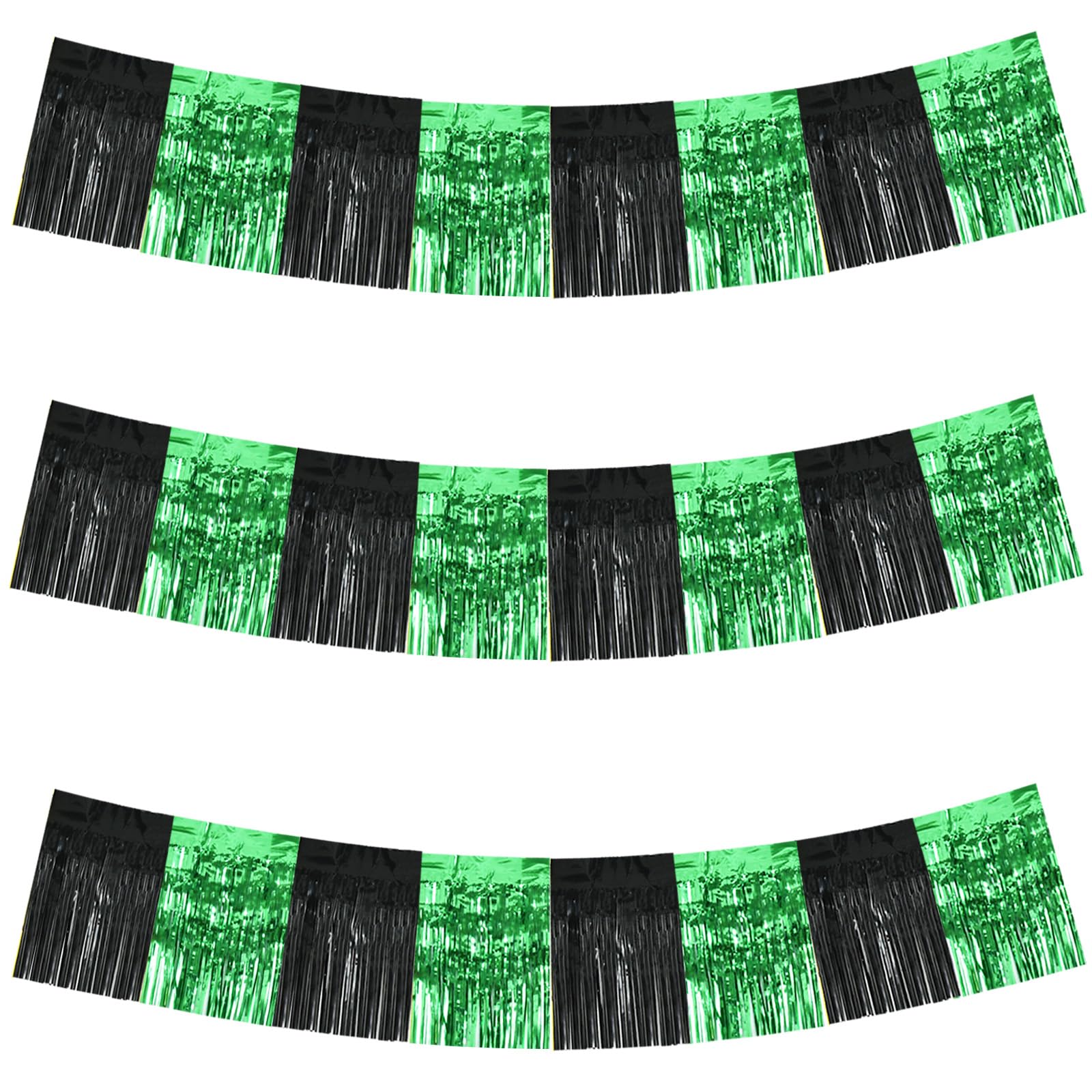 BEISHIDA Black Green Fringe Garland Banner 30ft Wall Tinsel Foil Streamers