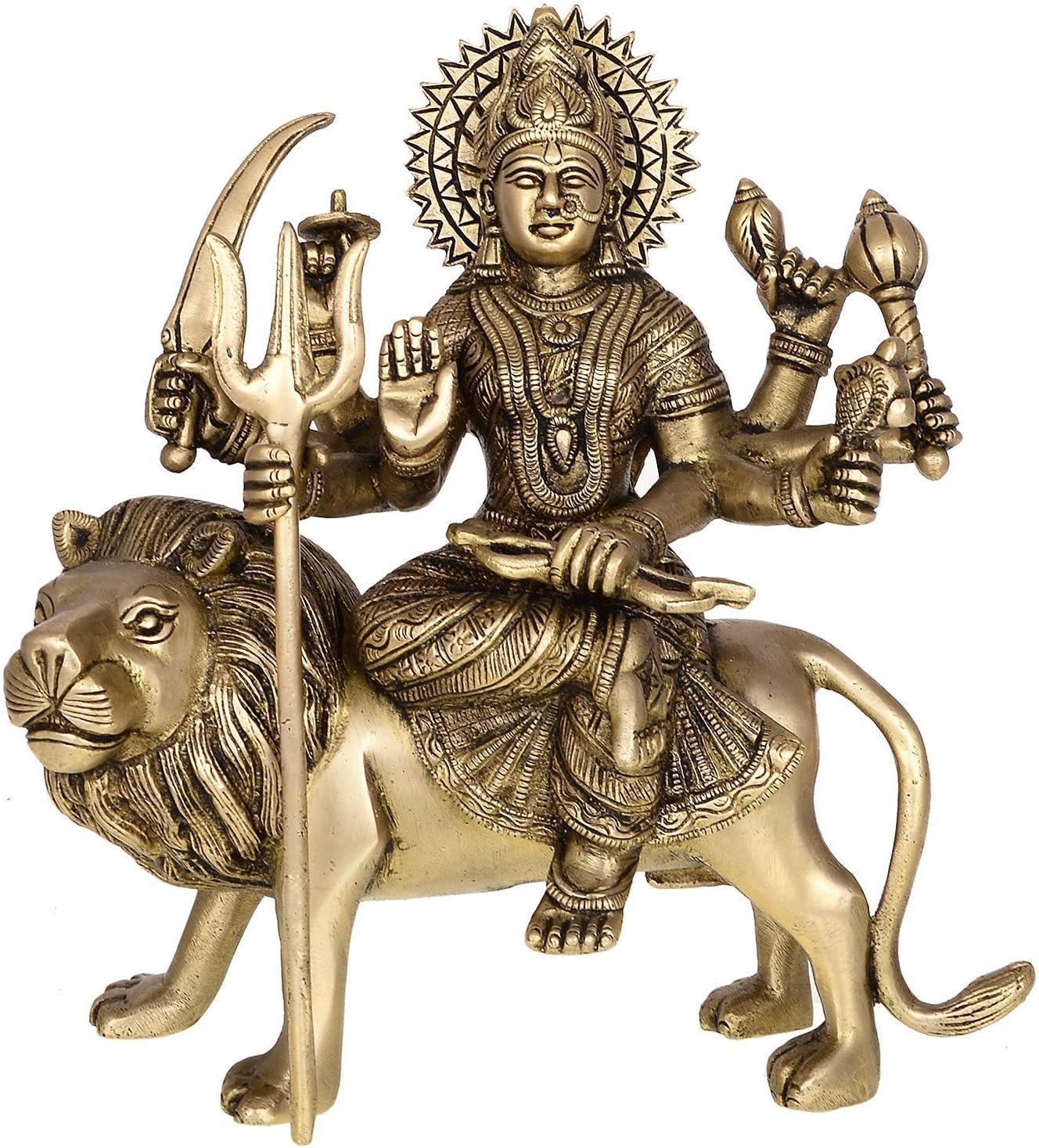 Kapasi Handicrafts Emporium Since 1973 Kapasi Handicrafts Goddess Ambaji Sitting On Lion Brass Idol S Gold