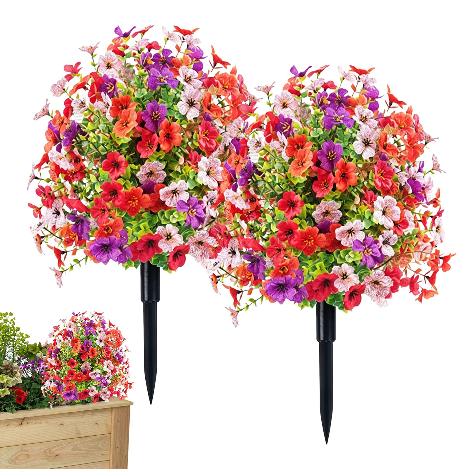 Kwiatowa Kula Topiary Realistyczna i odporna na warunki atmosferyczne | 56 cm sztuczna dekoracja ogrodowa z kwiatami petunii do Ogrodu Tarasu Wejścia na Dom Dla Właścicieli Domów