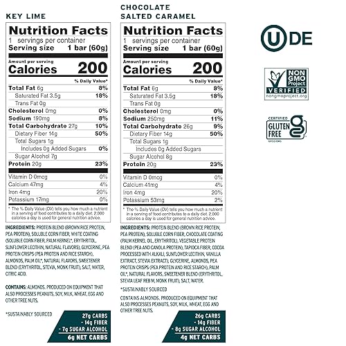 Miniatura 9 de No Cow Barras altas en proteínas, paquete variado original, aperitivos saludables, 0.71 onzas de proteína vegana, altas en fibra, bajas en azúcar