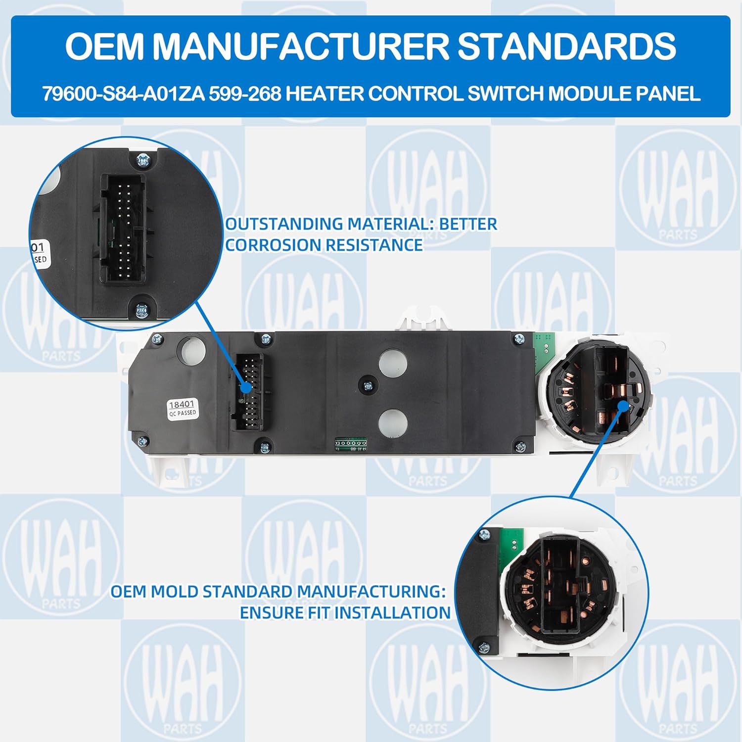 79600-S84-A01ZA Heater Control Switch Module Panel Compatible with 1998-2000 Honda Accord 1998-2004 Honda Odyssey 599-268 79600S84A01ZA