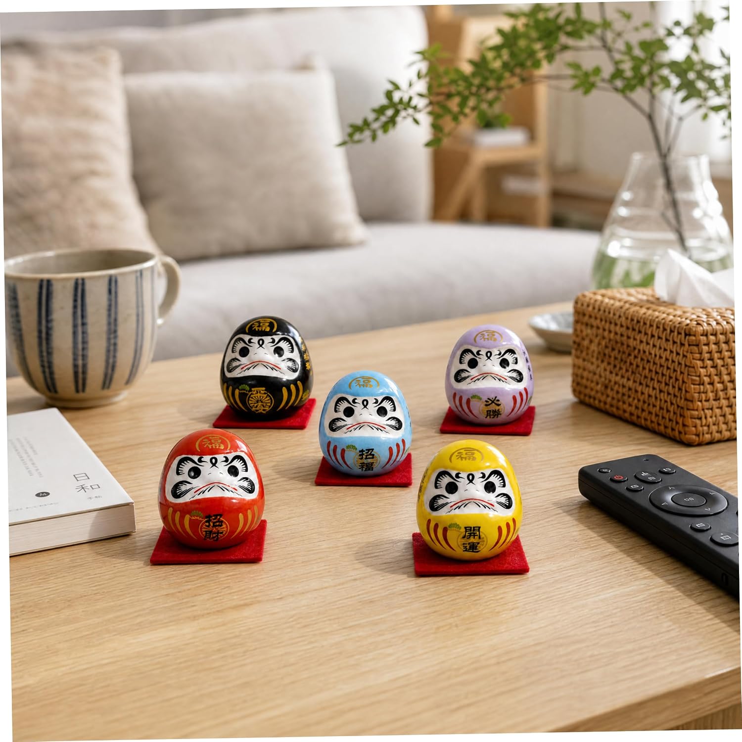 Daruma Doll, Japanese Desk Figurine Handcrafted Ceramic Japanese Trinket for Desk Decor, Style-2 Daruma Doll image 5
