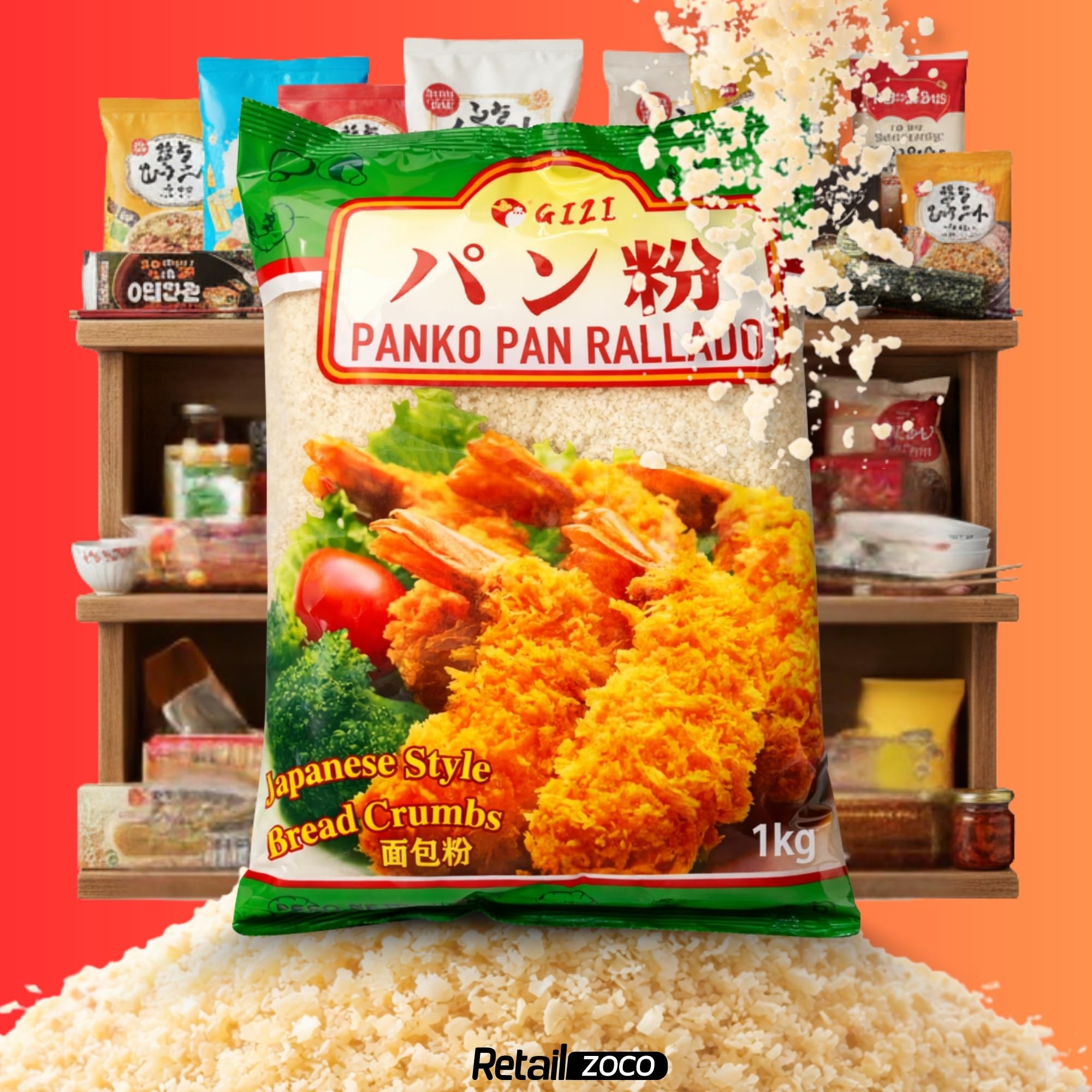 Panko Pan Rallado Japonés 1 kg, Bread Crumbs para Frituras Crujientes