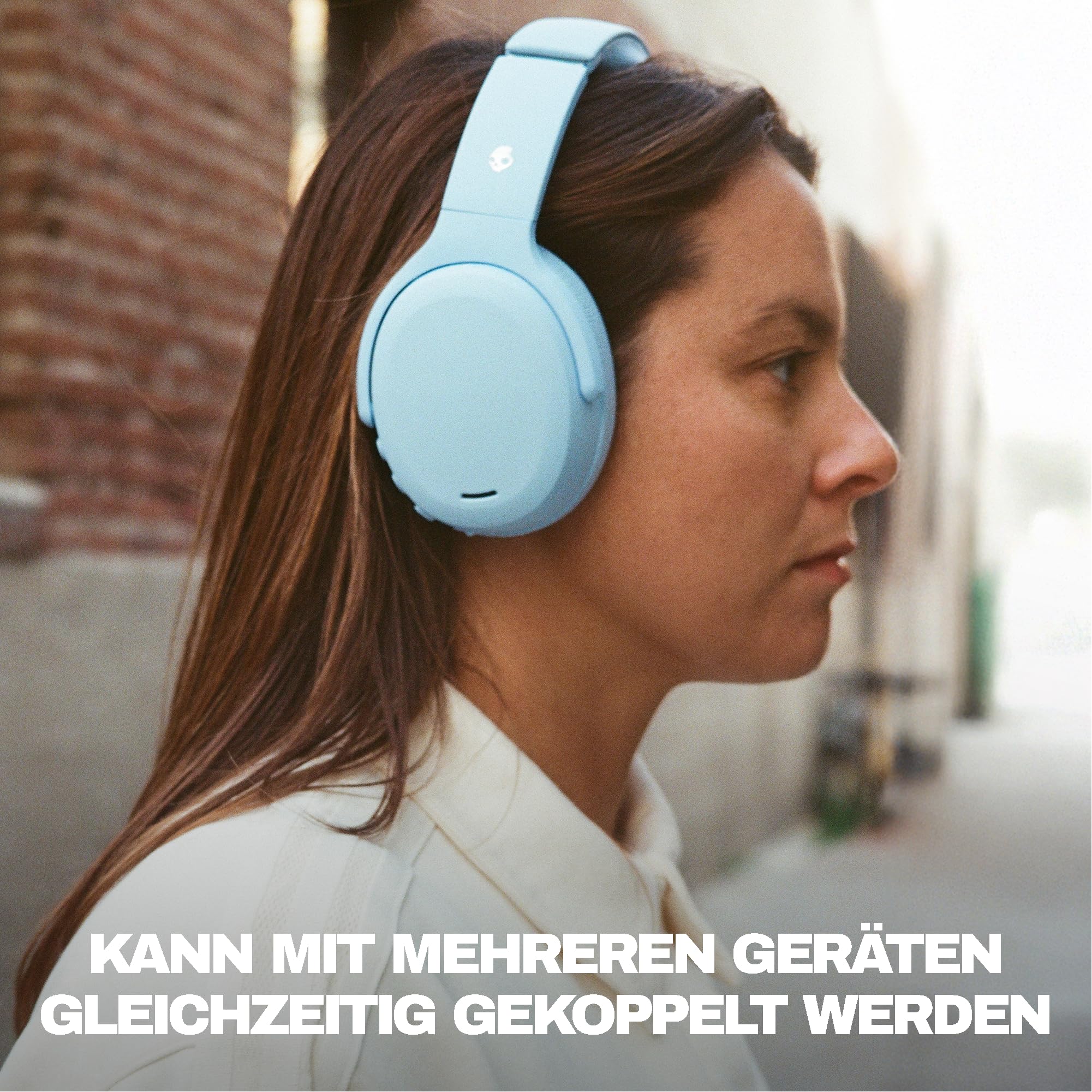 Skullcandy Crusher ANC 2 Wireless Bluetooth Over-Ear-Kopfhörer, Multisensorischem Bass, Active Noise Cancelling, 60 Stunden Akkulaufzeit - Hellblau