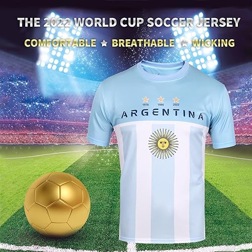 Miniatura 3 de Camiseta oficial de fútbol para fanáticos de la Copa Mundial 2022  Copa América 2024 Argentina, Brasil, México y compatible con Estados Unidos