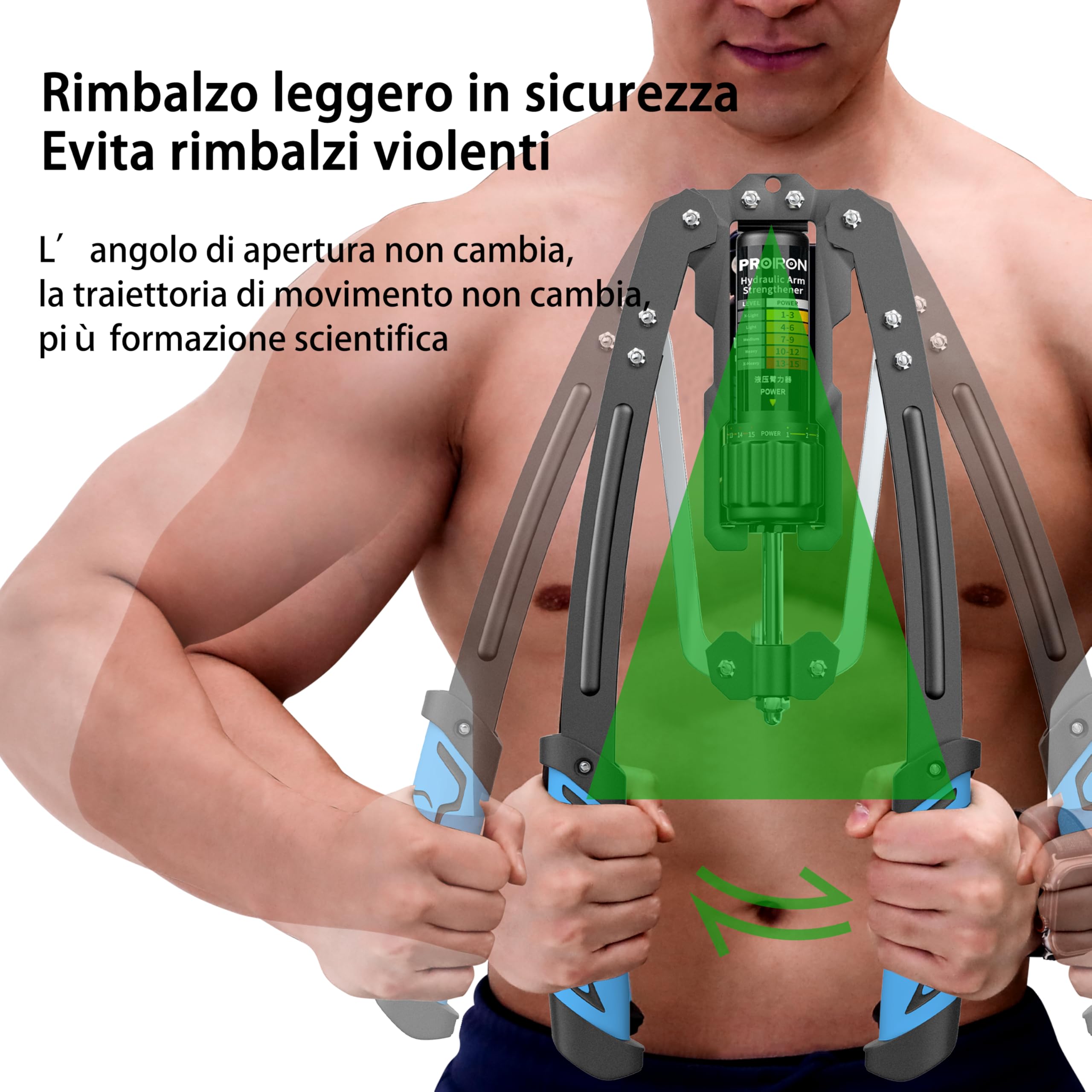 PROIRON PowerTwister, Pettorali Attrezzi di Potenza Idraulica Regolabile 10-200kg, Chest Press per Addestramento di Petto e Braccio Muscolo