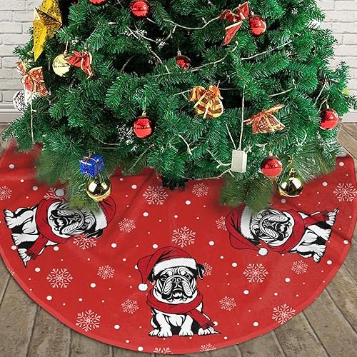 Falda de árbol de Navidad de Bulldog inglés, hermosa para adornos de fiesta de Navidad, accesorio de decoración de vacaciones, 30 pulgadas