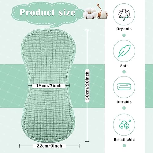 Miniatura 2 de Frienda - Toallitas de muselina para bebé, 8 unidades, de 10 x 20 pulgadas; toallas de muselina de algodón, multicolor; con 4 capas absorbentes;