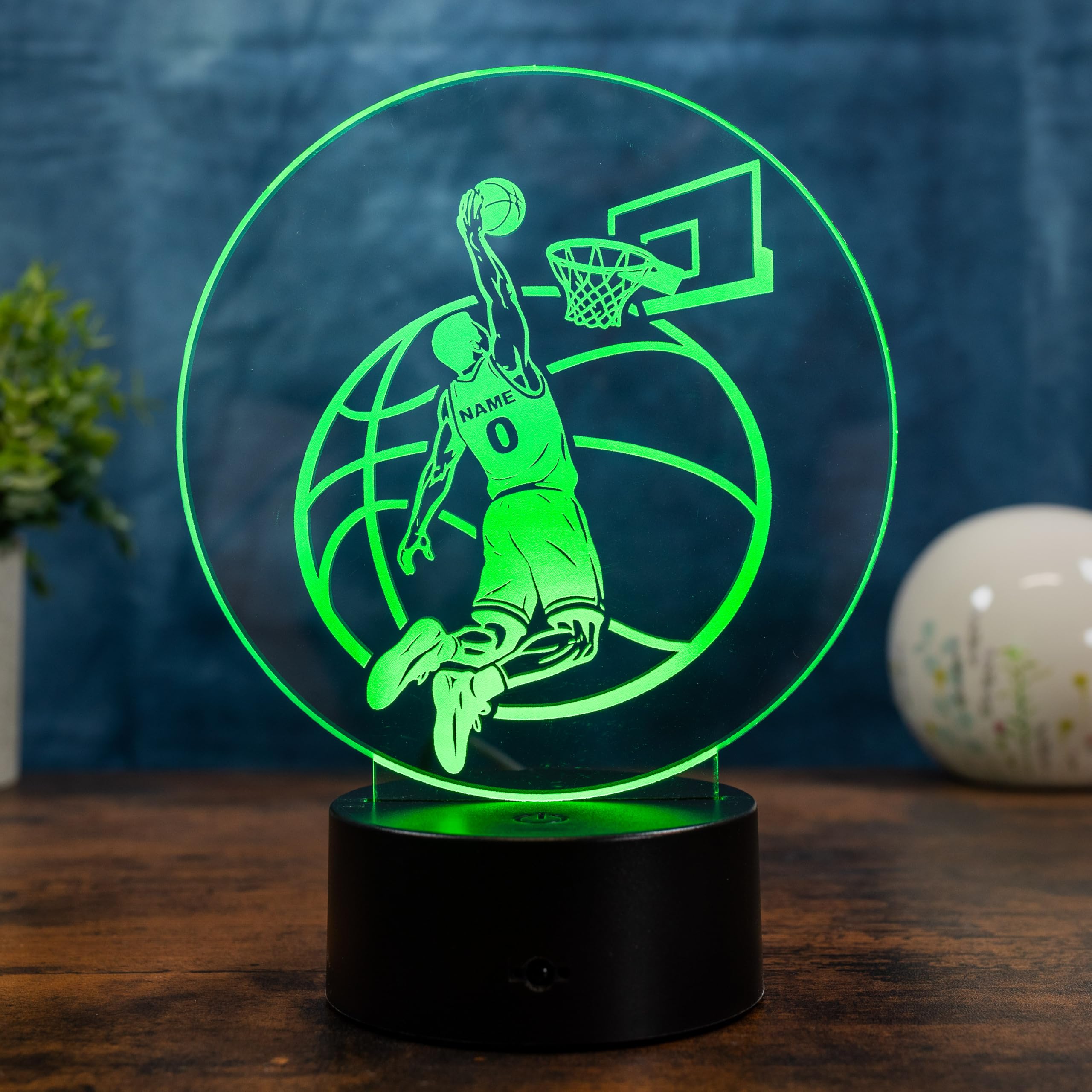Personalisierte Basketball Lampe mit Name & Nummer – LED Nachtlicht Kinder Geschenk, Basketball Spieler Deko, Sport Geschenkidee Junge, 16 Farben dimmbar
