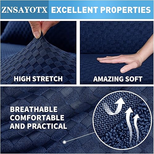 Miniatura 26 de ZNSAYOTX Fundas para Sofá Seccional, Fundas Elásticas de Jacquard con Parte Inferior Elástica para Sofá Seccional en Forma de L, Protector de Sofá