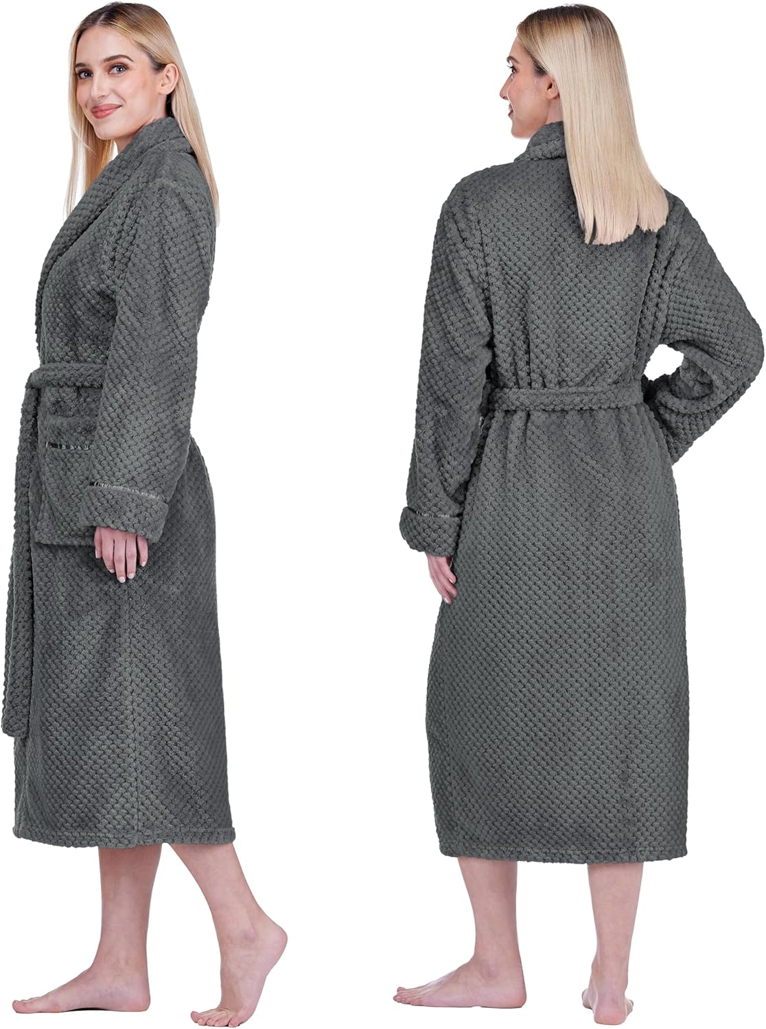 PAVILIA Women Plush Fleece Robe, Soft Textured Bathrobe, Lady Cozy Spa Long Robe - Image 2