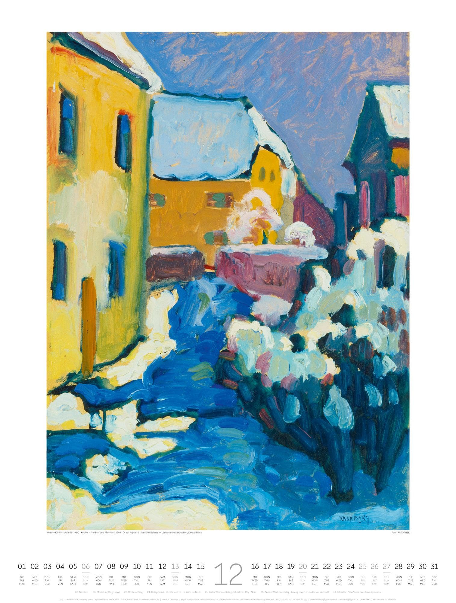 Expressionismus Kalender 2026 | Farbenfroher Kunst-Kalender im großen Hochformat (50x66 cm) | Der Blaue Reiter und Die Brücke