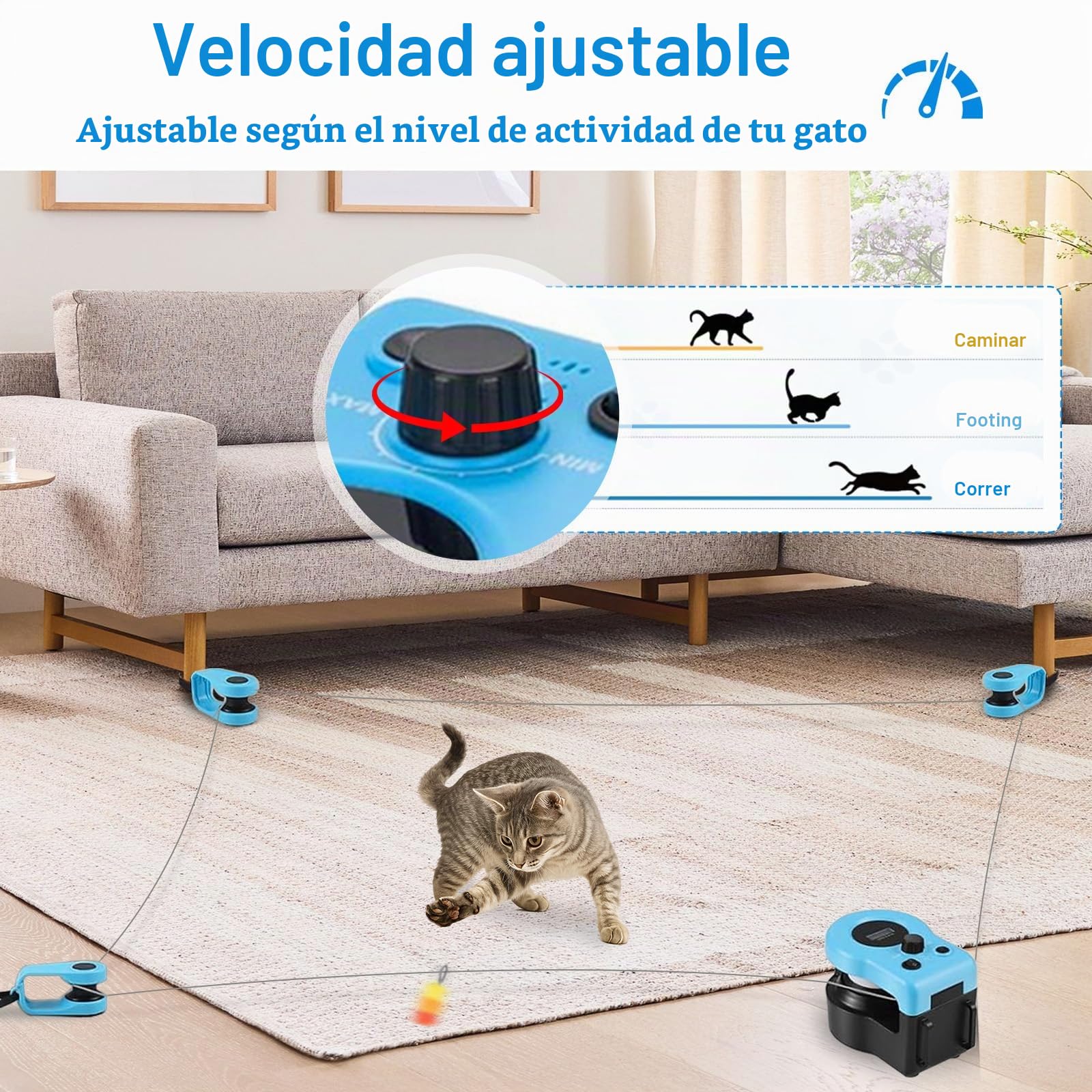 Juguete para Gatos, Juguete Eléctrico Recargable para Gatos Set De Juguete Interactivo Automático/Controlado A Distancia Velocidad Ajustable Baterías Recargables de 2000 mAh