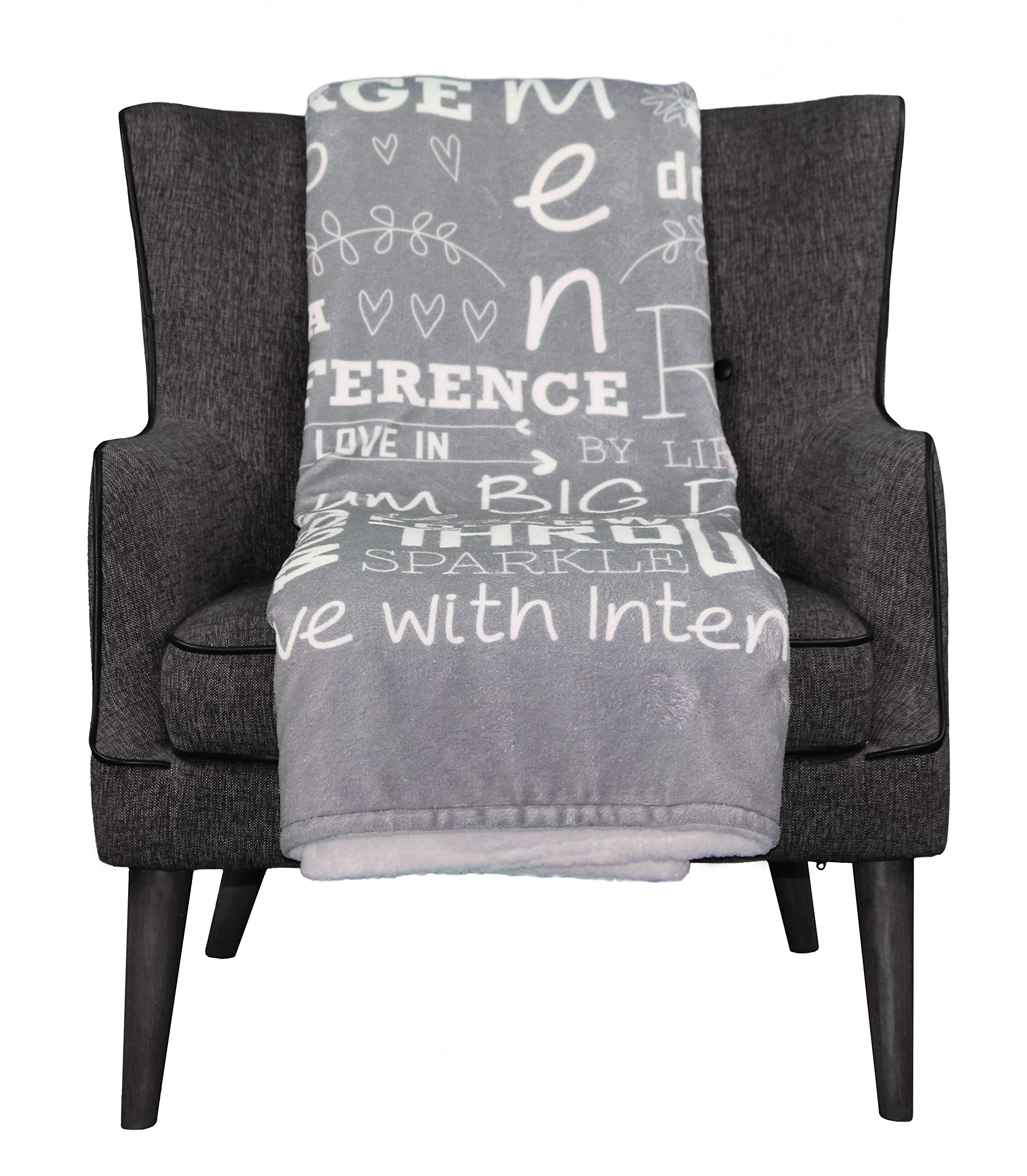 Cozy Covers - Strong Women - Inspirational Words Blanket - Perfect Size 50" x 60" Super Soft Ultra Plush Sherpa Throw for Love, Healing, Positivity and Encouragement (Gray)