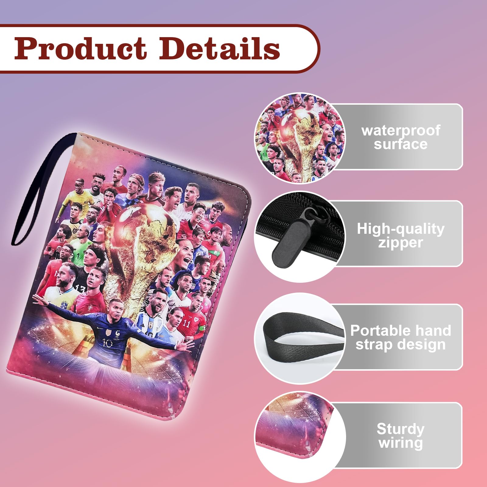 Puniama Football Card Binder Album, 400 Pockets Holder Book with Zipper & Carry Handle - Image 3