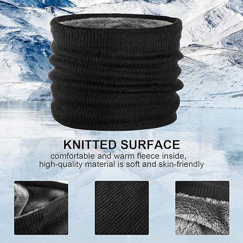 Vista 5 de 3 Pieces Trapper Hat Winter Hats Windproof Waterproof Fleece Neck Warmer Scarf Warm Winter Knit Touchscreen Gloves