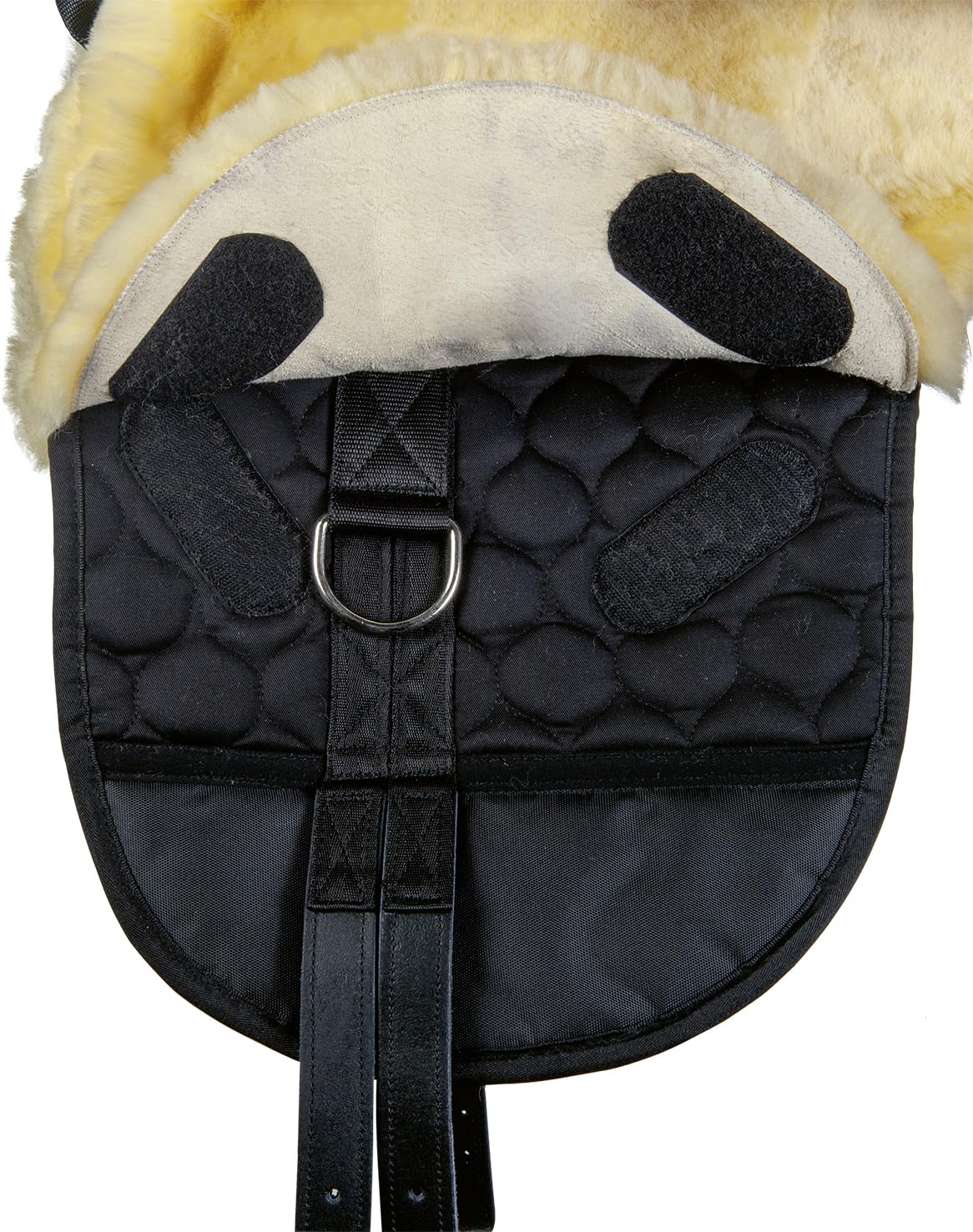 HKM Lammfellsattel Reitsättel 9123 Schwarz/Natur Vollblut/Warmblut