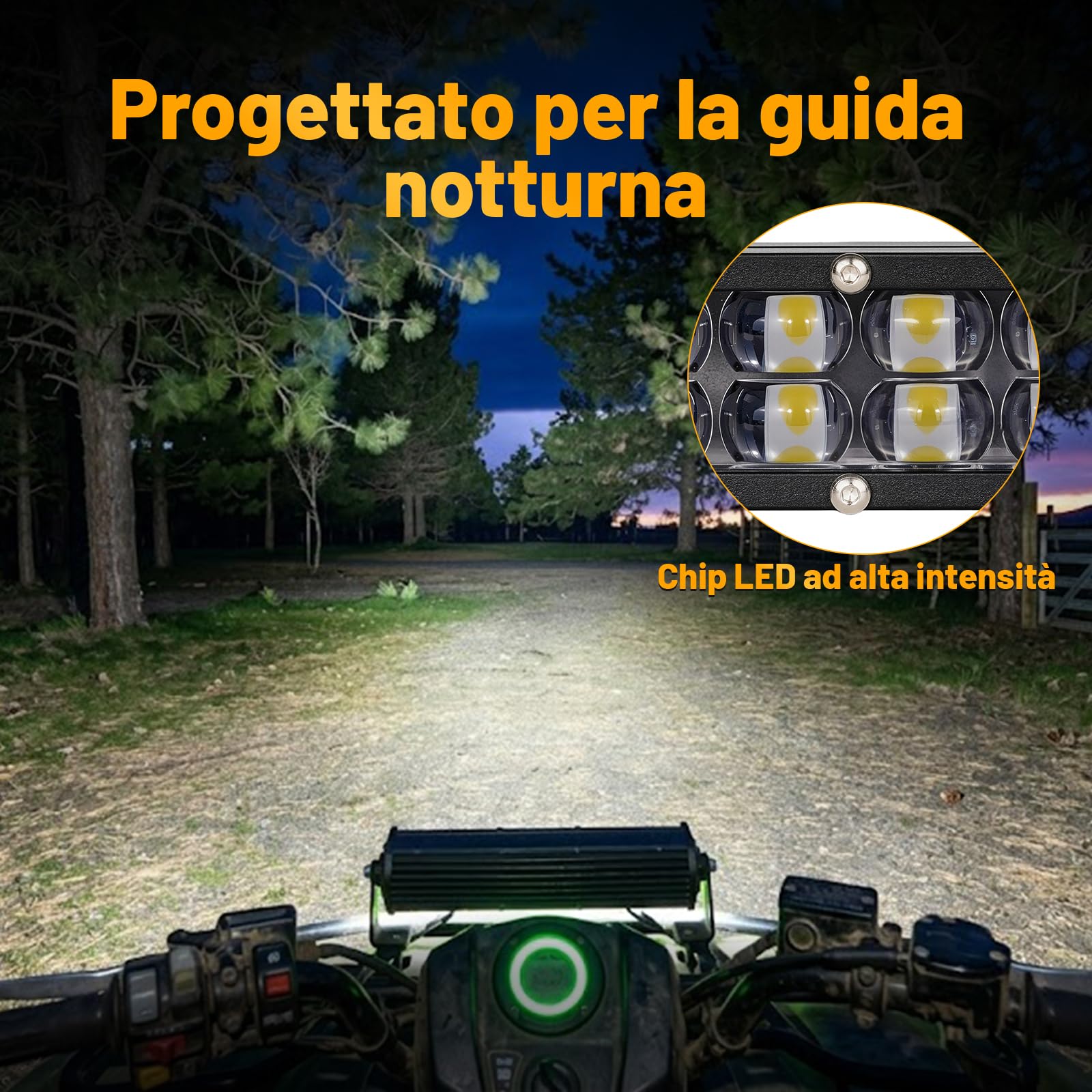 Faro LED Moto Barra LED Moto Impermeabile Alluminio Universale per CRF250L EXC 250 Beta 50 125 WR250F Fe Te KX250F Surron Talaria Dirt Bike Pit Bike Motocross Enduro Dirt Bike Elettrica