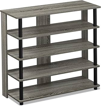 Amazon.com: Furinno Turn-N-Tube 5 Tier Wide Shoe Rack, French Oak